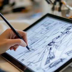 Fashion Close-up Hand Moment Tablet Sketching Design