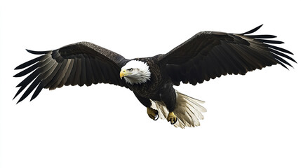 Obraz premium Bald eagle soaring with wings spread wide in flight