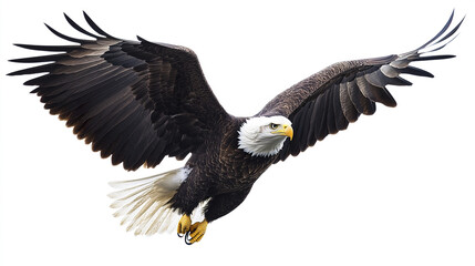 Fototapeta premium American bald eagle soaring with wings spread wide