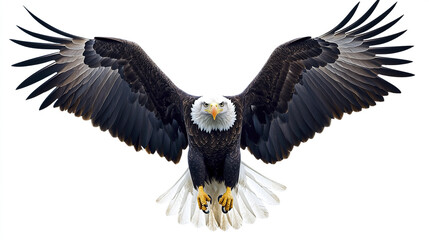Obraz premium Bald eagle with wings spread wide in flight