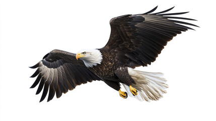 Obraz premium Majestic bald eagle soaring with wings spread wide