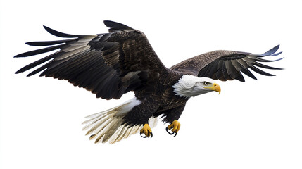 Obraz premium American bald eagle flying with wings spread wide