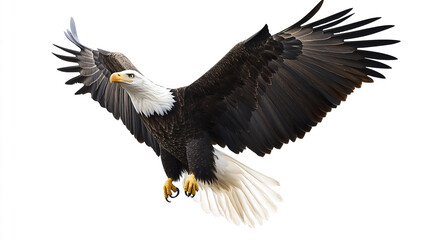 Obraz premium Bald eagle soaring with wings spread wide