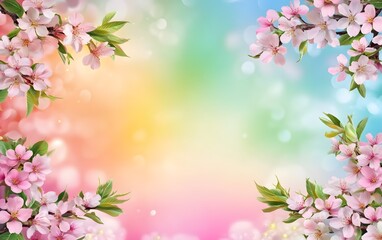 Obraz premium Pastel Rainbow Spring Blossoms Background