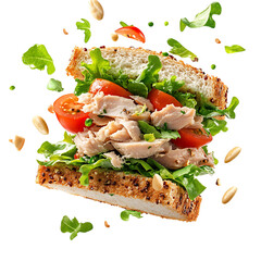 A Fresh Tuna Salad Sandwich with Lettuce Tomato Isolated on Transparent Background