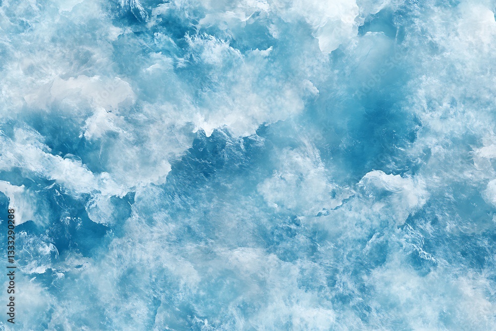 Aufkleber abstract blue background with a pattern of ice cubes and white clouds