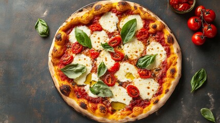 Capturing the culinary magic italian pizza italy gigapixel image culinary setting top view vibrant composition
