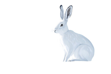 Obraz premium White Rabbit Sitting Alertly with Detailed Fur Texture