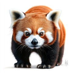Detailed Hyper-realistic image of a red panda on a pure white background, isolated, sharp details, professional studio lighting