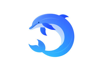 Fototapeta premium Stylized Blue Dolphin in a Dynamic Pose Ideal for Ocean Themes and Branding
