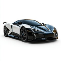 Fototapeta premium High-quality isolated image of a hydrogen-powered hypercar, placed on a pure white background, perfect for graphic design or advertising purposes