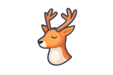 Charming Deer Illustration with Antlers and Serene Expression for Nature Wildlife and Design