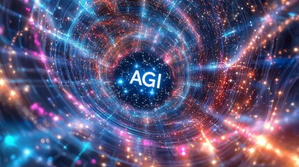 Obraz premium AGI Artificial general Intelligence Abstract digital technology background design.