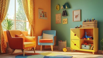 Creating a vintage-inspired kids room home interior design cozy environment eye-level view retro furniture concepts