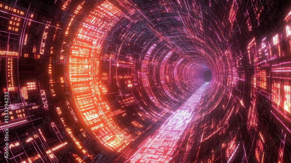 Poster exploring the digital patterns of a virtual cyberspace online gigapixel artwork immersive environmen