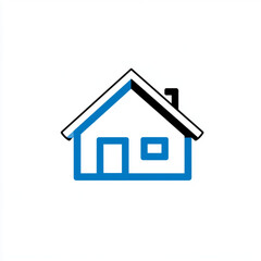 Vector style home icon with pitched roof chimney and square window