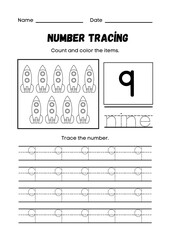 Make learning fun and engaging with this 9 Number Tracing Worksheet and Coloring Page! Designed for preschoolers, toddlers, and kindergarten learners, this printable worksheet helps kids.