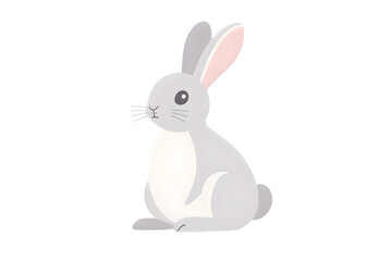 Obraz premium Adorable Cartoon Rabbit Sitting Upright with Long Ears and Whiskers Perfect for Easter Childr