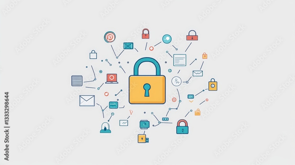 Aufkleber securing digital spaces virtual realm graphic design online environment close-up virtual lock icon a