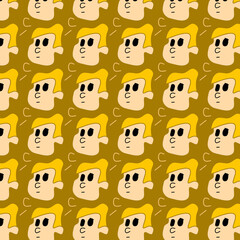 seamless pattern with funny faces