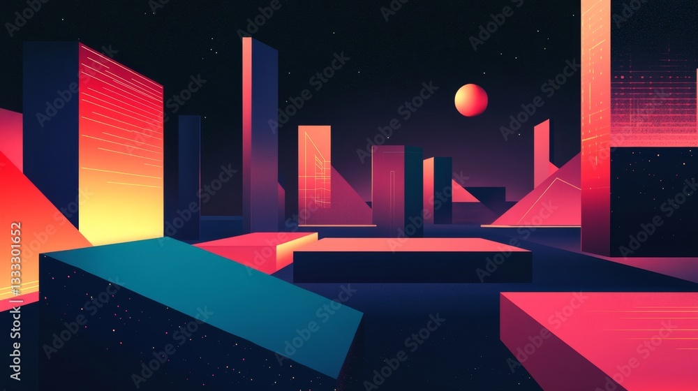 Poster create sharp angled gigapixel wallpaper digital art high-resolution abstract environment bold concep