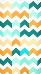 Abstract Chevron Pattern in Teal, Orange, and Mint Green