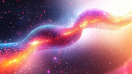 Obraz premium Colorful Abstract Wave of Light Particles Flowing Through Space with Bokeh Effect