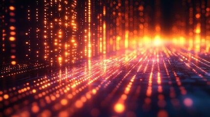 Digital data stream, glowing orange