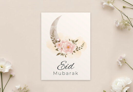 Floral Eid Mubarak Card Layout