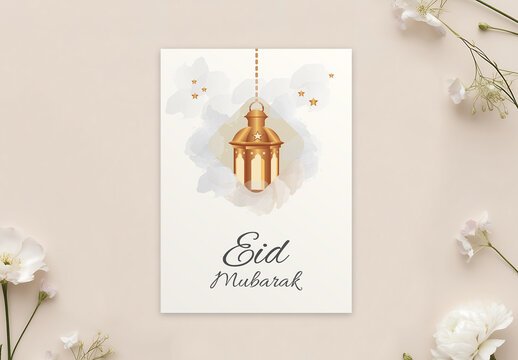 Minimal Eid Mubarak Card Design