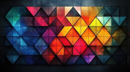 Vibrant Geometric Pattern with Triangular Shapes and Colorful Textures for Background Design