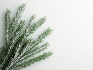 Obraz premium Enchanting Winter Wonderland: Frosted Green Pine Branches Adorned with Snow Create a Magical Holiday Scene