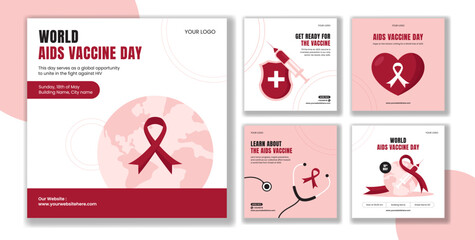 World AIDS Vaccine Day Illustration with Hand-Drawn Social Media Post Template