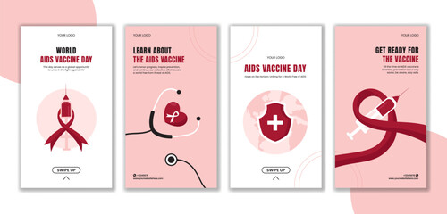 Flat Cartoon Illustration for World AIDS Vaccine Day Social Media Stories