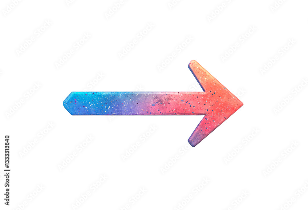 Poster colorful arrow design with gradient shades isolated on transparent background