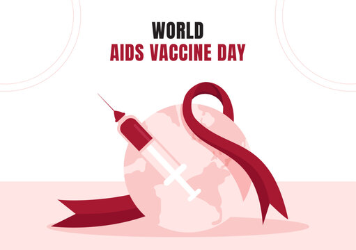 Flat Cartoon Style World AIDS Vaccine Day Social Media Background - Powered by Adobe