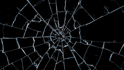 Obraz premium Shattered Glass Pieces on Black – Realistic Cracked Glass Overlay