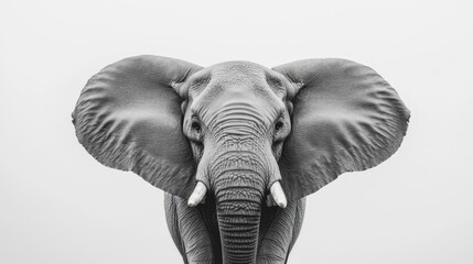 Obraz premium Elephant with large rounded ears and tusks savannah wildlife photography natural habitat close-up gigapixel art