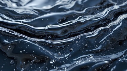 A close-up of dark water with gentle waves and bubbles, creating a soothing and serene atmosphere.