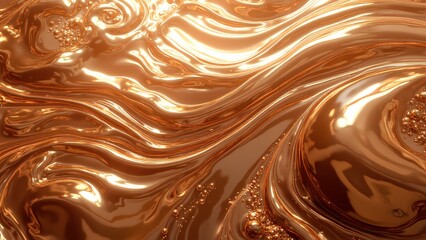 A shimmering, swirling texture of bronze or copper metal, reflecting light with smooth, flowing patterns.