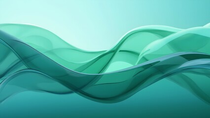 Fototapeta premium A serene abstract image featuring flowing waves in shades of teal and green, creating a calming and tranquil atmosphere.