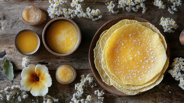 Golden treats on rustic wood