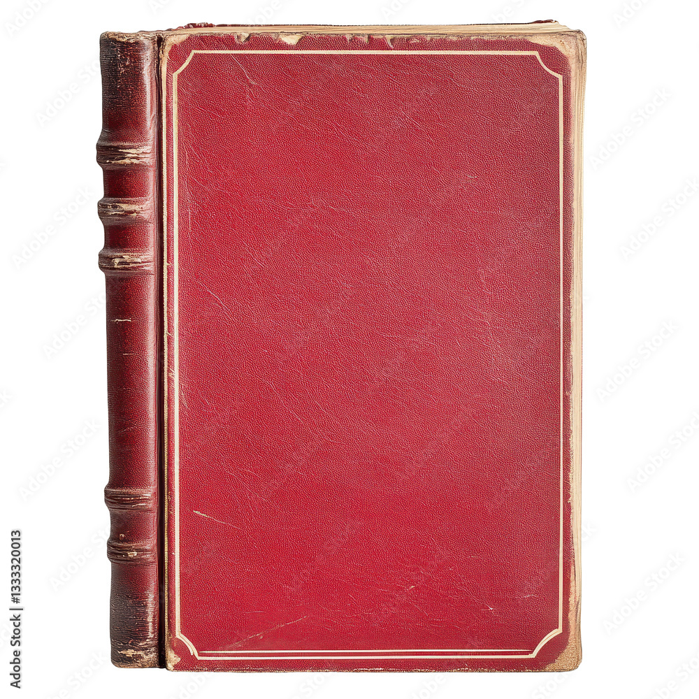 Aufkleber blank red hardcover book with gilded spine elements isolated on white background for use in various 