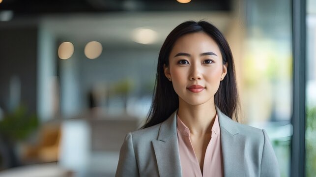 A Professional Asian Woman Looking Directly Into The Camera