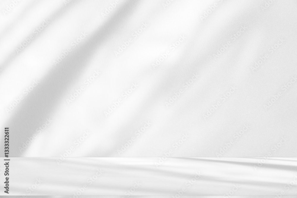 Aufkleber wall interior background, studio and backdrops show products.with shadow from window color white and