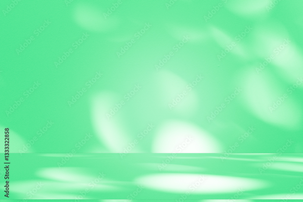 Poster wall interior background, studio and backdrops show products. with leaf shadow from window color bei