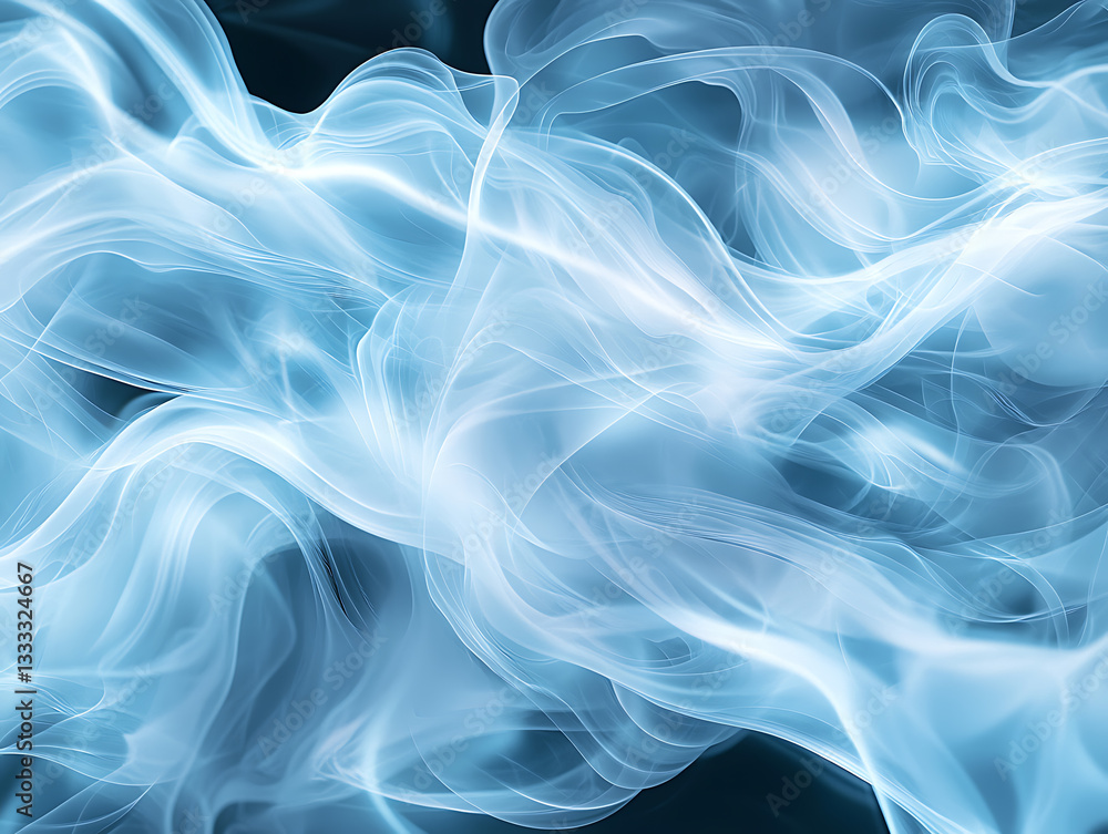 Poster dynamic blue smoke waves abstract background digital art modern design close-up view ethereal concep