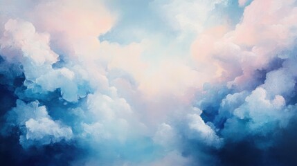 Fototapeta premium Soft Blue and Pink Clouds in a Dreamy Sky Atmosphere with Gentle Hues of Pastel Colors