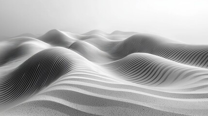 Obraz premium Monochrome Desert Landscape with Soft Curves and Textured Patterns in Sand Dunes