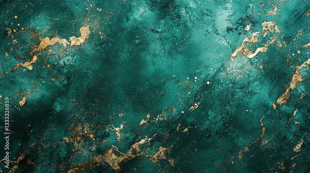 Poster shimmering emerald green background with rich textures and patterns